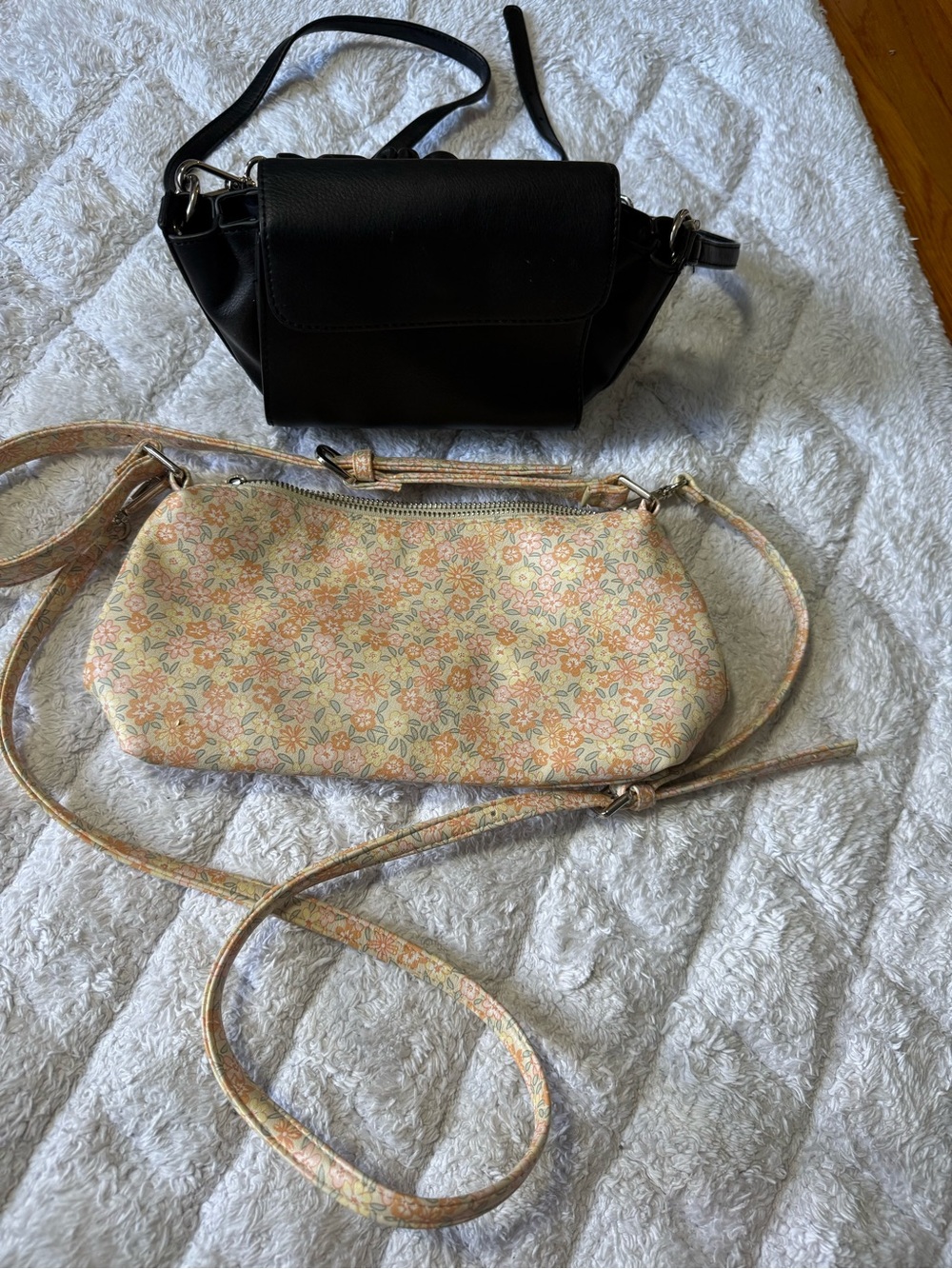 wild fable Black Crossbody and Floral Cream-Peach Shoulder Bag Set